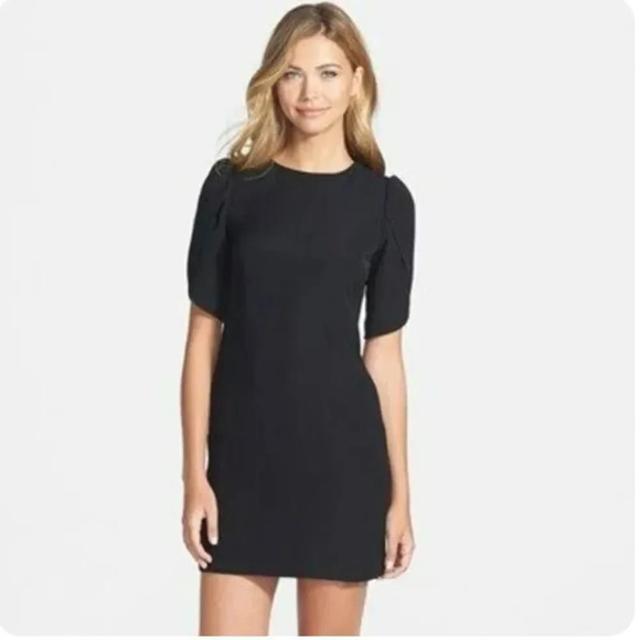 Cynthia Steffe Tulip Sleeve Shift Dress Black 2 Mini cocktail Party classic - Picture 1 of 9